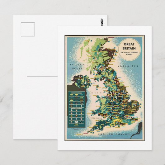  - Groot - Brittannië - Bronnenkaart Briefkaart (Voorkant / Achterkant)