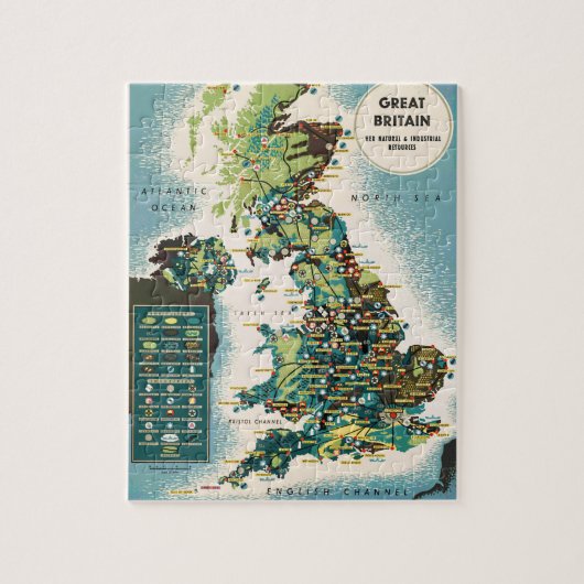 - Groot - Brittannië - Bronnenkaart Legpuzzel (Verticaal)