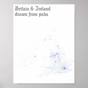 Groot-Brittannië en Ierland uit pubs - Kaart afdr Poster