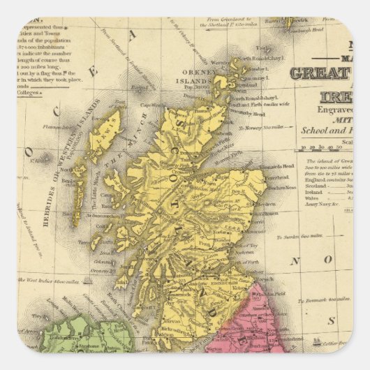 Groot-Brittannië en Ierland Vierkante Sticker (Voorkant)