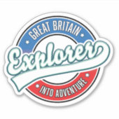 Groot-Brittannië Explorer in avontuurlijke logo Sticker (Voorkant)