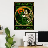 Groot-Brittannië heeft je meteen nodig, WWI Britis Poster (Thuiskantoor)