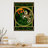 Groot-Brittannië heeft je meteen nodig, WWI Britis Poster (Keuken)