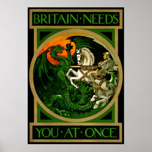 Groot-Brittannië heeft je meteen nodig, WWI Britis Poster