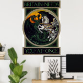 Groot-Brittannië heeft u meteen nodig ~ WWI Recrug Poster (Thuiskantoor)