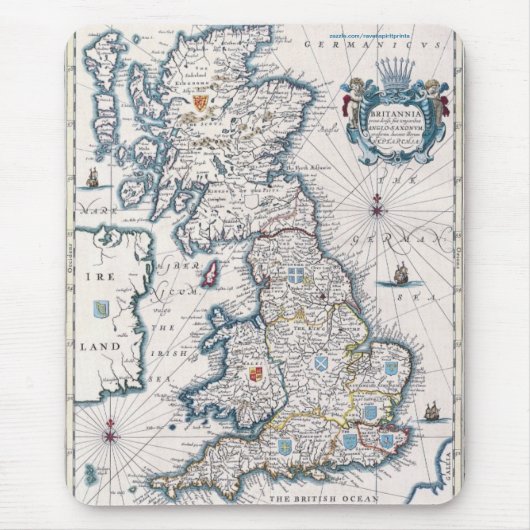 Groot-Brittannië kaart historisch-omvergooienontw Muismat (Voorkant)