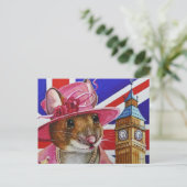 Groot-Brittannië koningin Mouse Big Ben Waterverf Briefkaart (Staand voorkant)