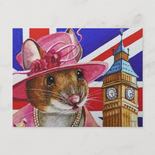 Groot-Brittannië koningin Mouse Big Ben Waterverf Briefkaart (Voorkant)