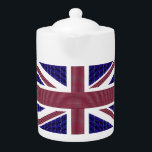 Groot-Brittannië Onafhankelijkheidsdag, Engelstali Theepot<br><div class="desc">De Britse Onafhankelijkheidsdag. Deze vlag van ENGLAND is gemaakt met afbeeldingen van Gemstenen: de blauwe achtergrond is rechthoekig gevormd blauw saffier. De rode strepen zijn rechthoekige roebels. De sterren zijn diamanten.</div>