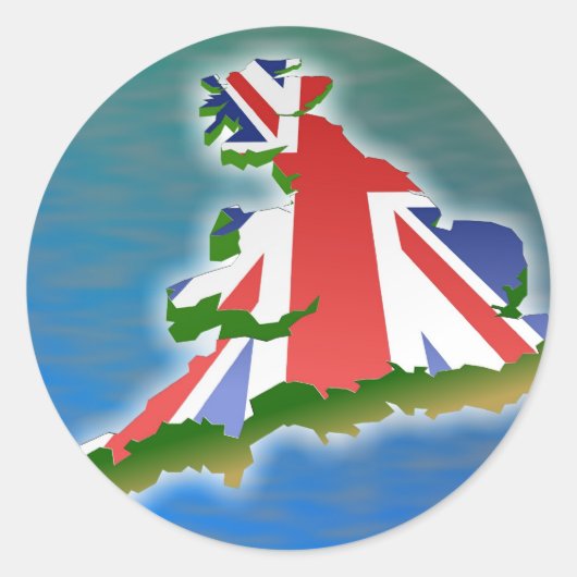 Groot-Brittannië Ronde Sticker (Voorkant)