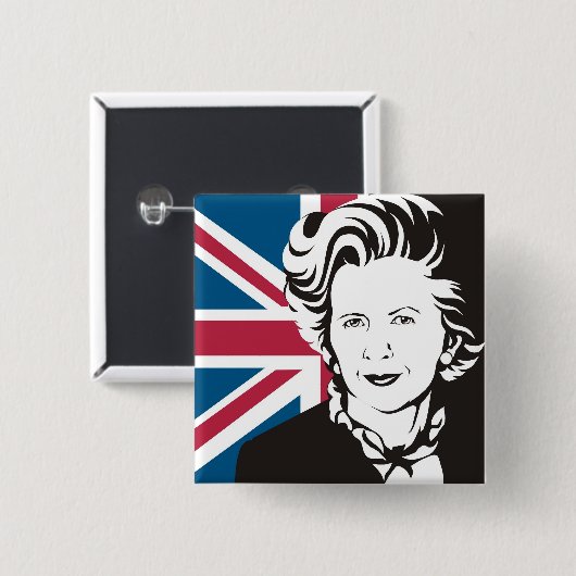 Groot-Brittannië rouwt om Margaret Thatcher, Engel Vierkante Button 5,1 Cm (Voorkant /achterkant)