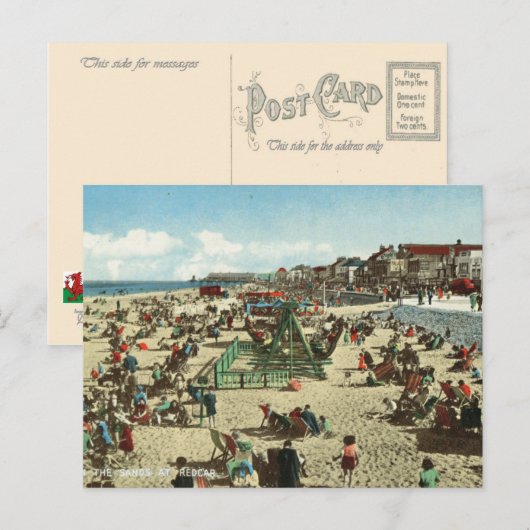 -Groot-Brittannië, vakantie op zee, Redcar Briefkaart (Voorkant / Achterkant)