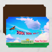 Groot-Brittannië - vliegtuig en gelukkig nieuwjaar Feestdagenkaart (Voorkant / Achterkant)