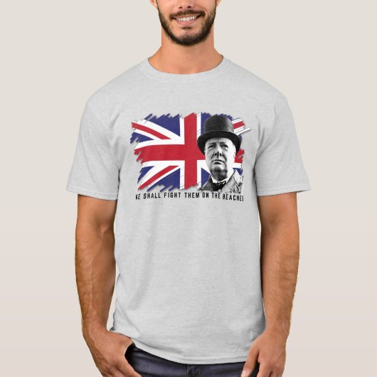 Groot-Brittannië Winston Churchill Mannen basic T- T-shirt (Voorkant)