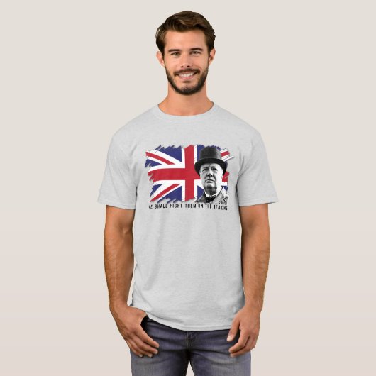 Groot-Brittannië Winston Churchill Mannen basic T- T-shirt (Voorkant volledig)