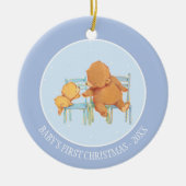 Groot bruin Beer helpt kleine gele Beer Keramisch Ornament (Voorkant)