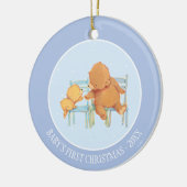 Groot bruin Beer helpt kleine gele Beer Keramisch Ornament (Links)