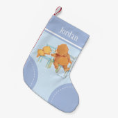 Groot bruin Beer helpt kleine gele Beer Kleine Kerstsok (Voorkant (Hangend))