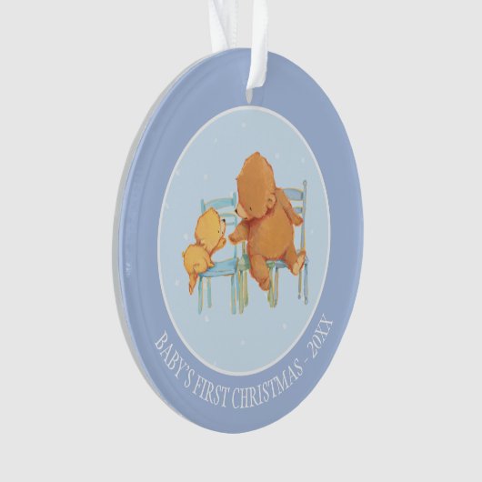 Groot bruin Beer helpt kleine gele Beer Ornament (voorkant)