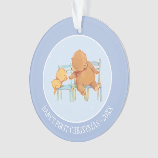 Groot bruin Beer helpt kleine gele Beer Ornament (voorkant)