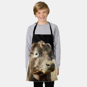 Groot bruin Koe gezicht, Kinder full print Schort (Gedragen)