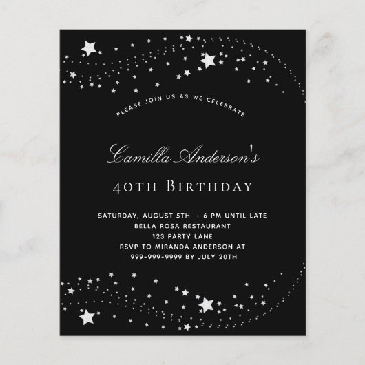 Groot budget voor zwarte zilveren sterren flyer (Voorkant)