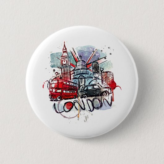 groot busje london landmark ronde button 5,7 cm (Voorkant)