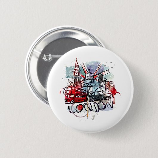 groot busje london landmark ronde button 5,7 cm (Voorkant /achterkant)