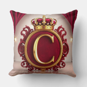 Groot C-monogram op rode fluwelen achtergrond Kussen