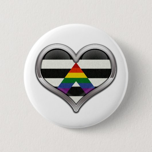 Groot chroomhart in LGBT Ally Pride Flag Colors Ronde Button 5,7 Cm (Voorkant)