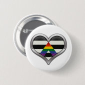 Groot chroomhart in LGBT Ally Pride Flag Colors Ronde Button 5,7 Cm (Voorkant /achterkant)