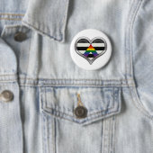 Groot chroomhart in LGBT Ally Pride Flag Colors Ronde Button 5,7 Cm (In situ)