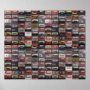 Groot collectie audiocassettes poster