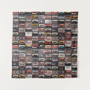 Groot collectie audiocassettes wandkleed