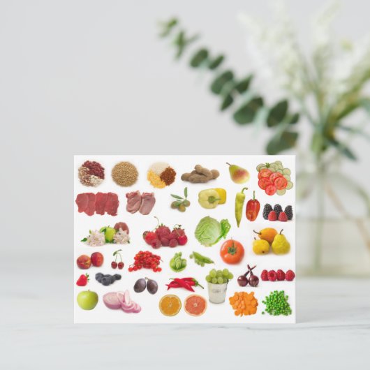 groot collectie groenten en fruit briefkaart (Staand voorkant)