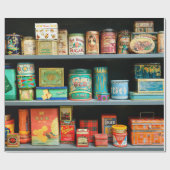 Groot collectie kleurrijke  blikken met display cadeaupapier (Vlak)