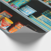 Groot collectie kleurrijke  blikken met display cadeaupapier (Hoek)