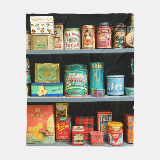 Groot collectie kleurrijke  blikken met display fleece deken (Voorkant)