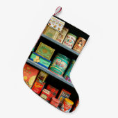 Groot collectie kleurrijke blikken met display kleine kerstsok (Voorkant (Hangend))