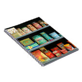 Groot collectie kleurrijke  blikken met display notitieboek (Rechterzijde)