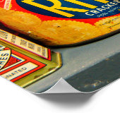 Groot collectie kleurrijke blikken met display poster (Hoek)