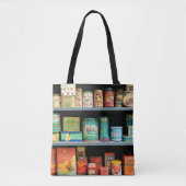 Groot collectie kleurrijke  blikken met display tote bag (Voorkant)