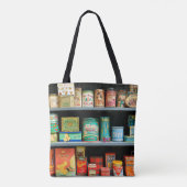 Groot collectie kleurrijke blikken met display tote bag (Achterkant)