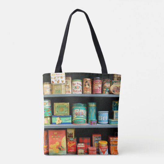 Groot collectie kleurrijke  blikken met display tote bag (Achterkant)