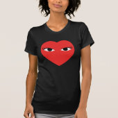Groot Cute Red Heart met Eyes T Shirt (Voorkant)
