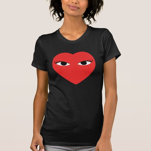 Groot Cute Red Heart met Eyes T Shirt (Voorkant)