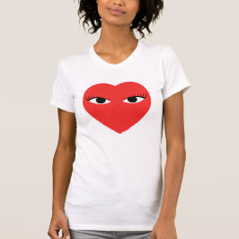 Groot Cute Red Heart met ogen op wit T-Shirt