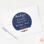 Groot Dank je blauwe Nautical Weddenkers Ronde Sticker (Envelop)