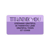 Groot dank je paarse adreslabel etiket (Voorkant)