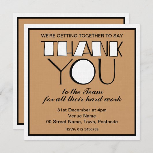 Groot Dank je wit Dank jullie uitnodiging van het (Voorkant / Achterkant)